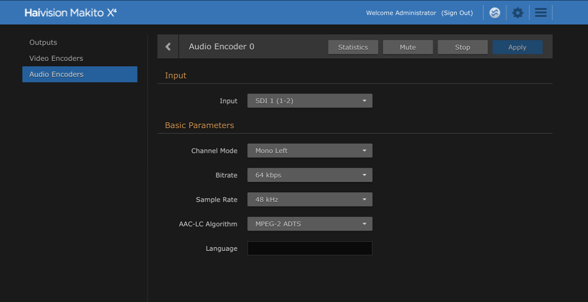 Audio streaming settings