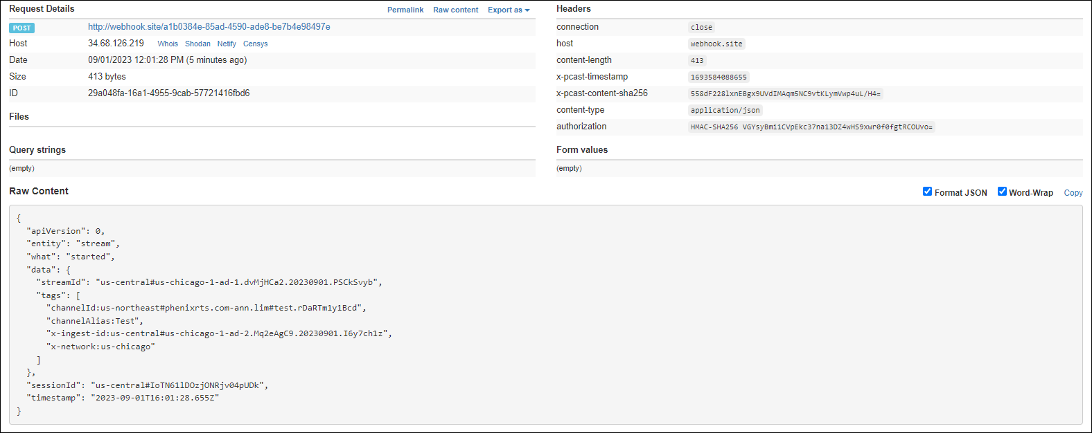 Webhook example